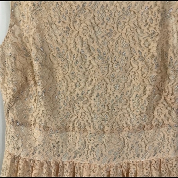 Loft Cream Sparkly Lace Sleeveless Mini Dress Size 10 - Picture 4 of 7